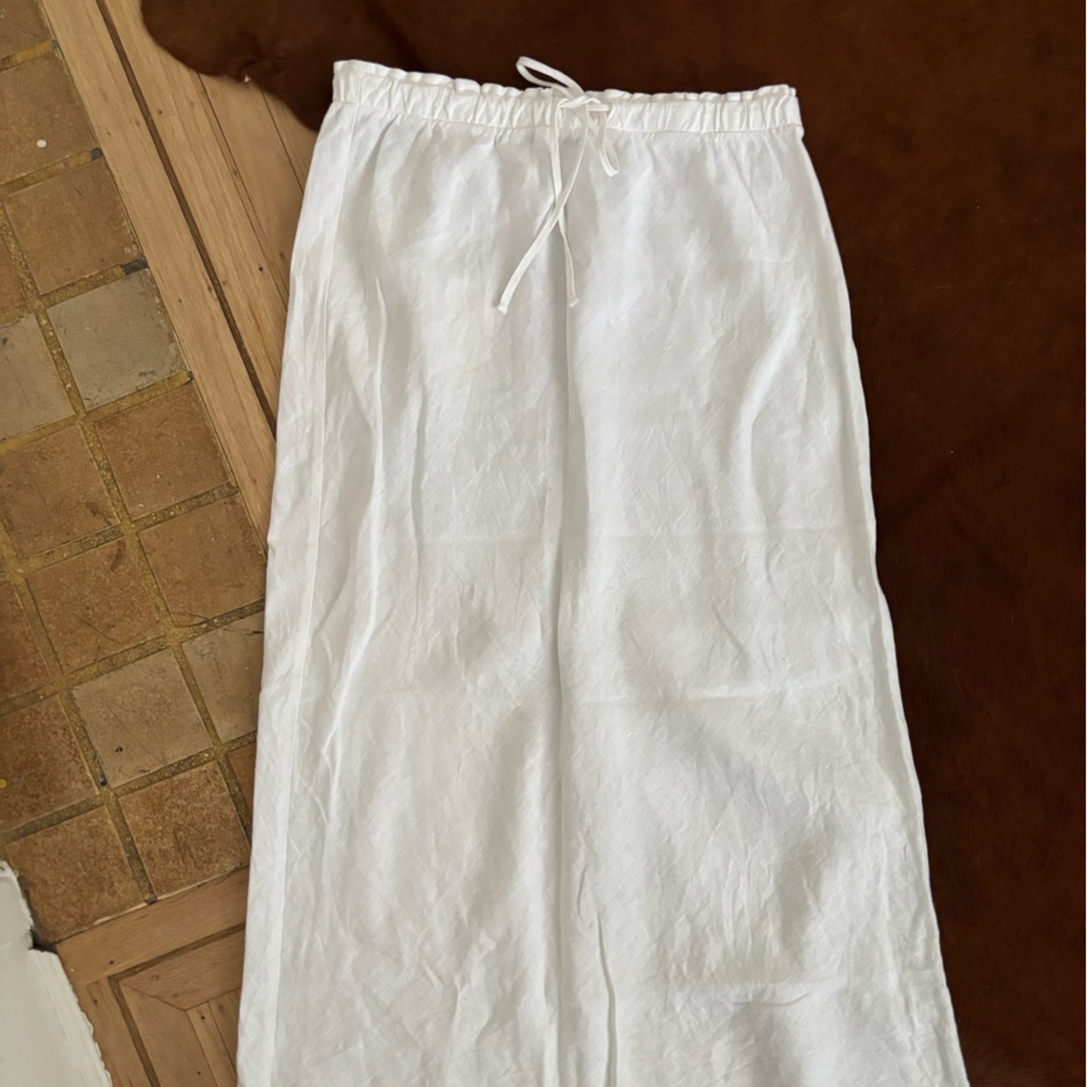 Zara White A-Line Linen Skirt